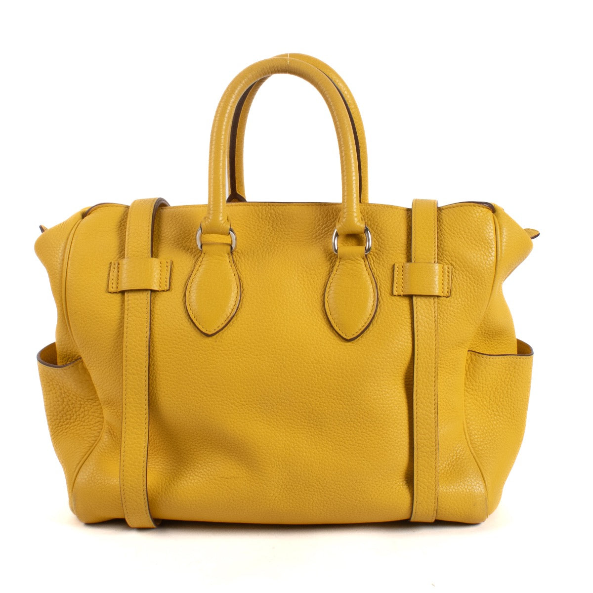 Shop safe online at Labellov in Antwerp, Brussels and Knokke this 100% authentic second hand Hermès Jaune Soleil Pursangle Top Handle Bag