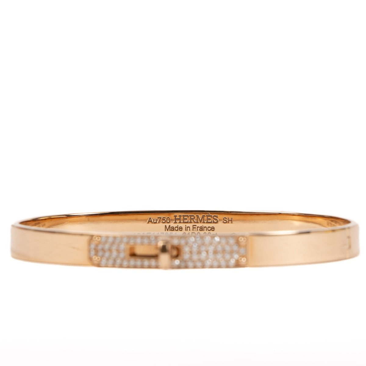 Shop authentic second hand Hermès Diamond Rose Gold Small Kelly Bracelet on www.labellov.com