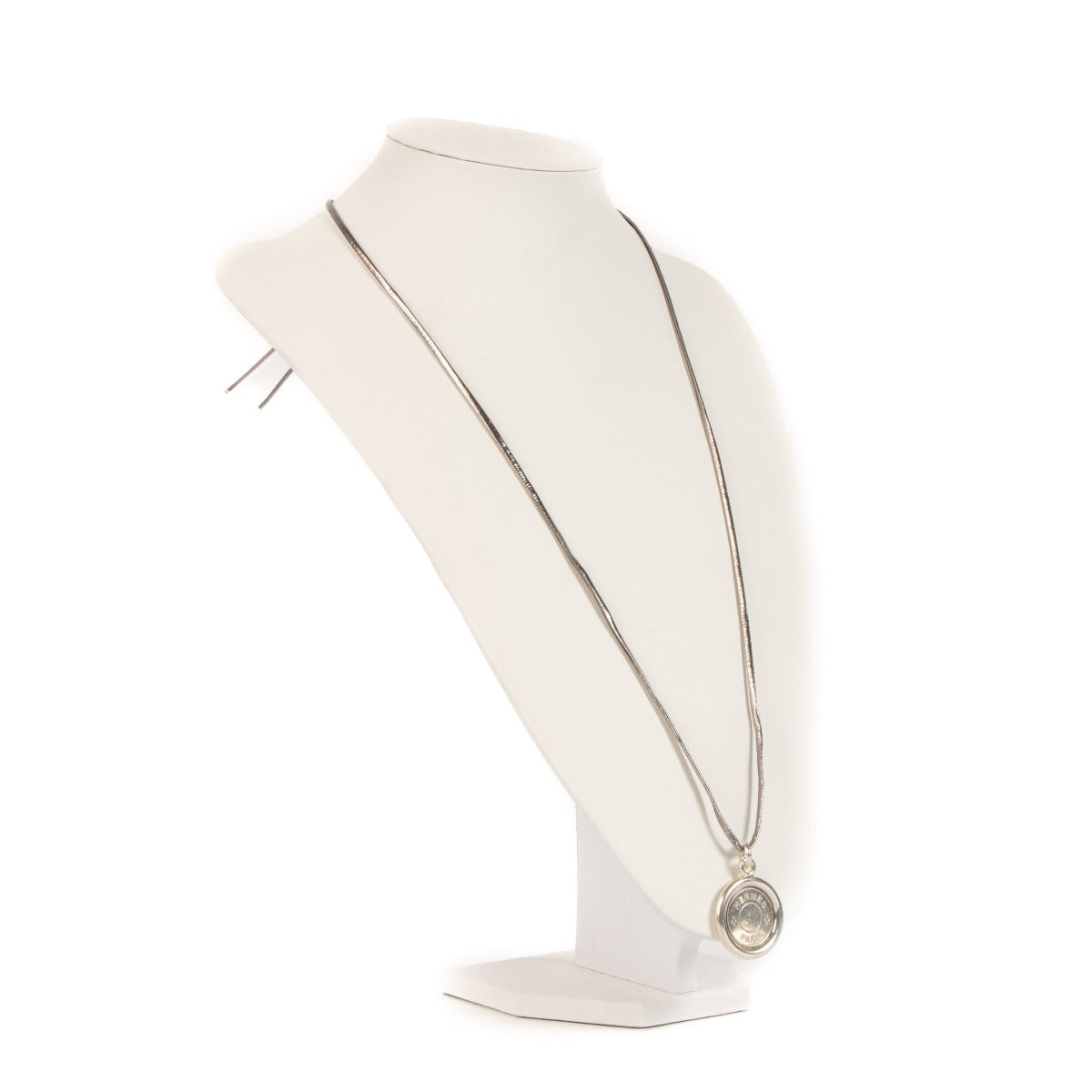 Hermès Vintage Sterling Silver Clou de Selle Coin Pendant Necklace
