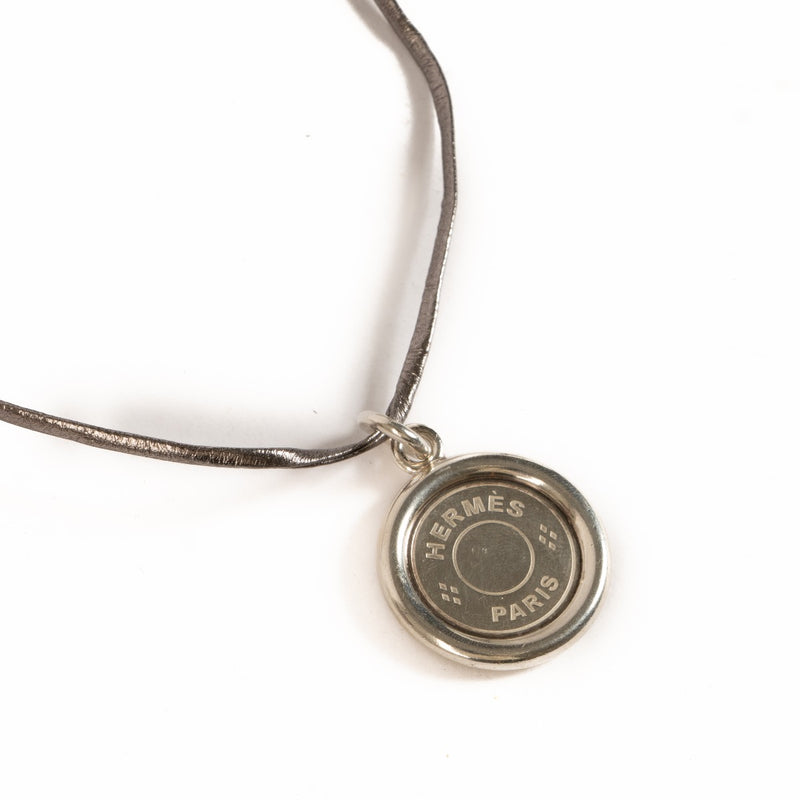 Hermès Vintage Sterling Silver Clou de Selle Coin Pendant Necklace