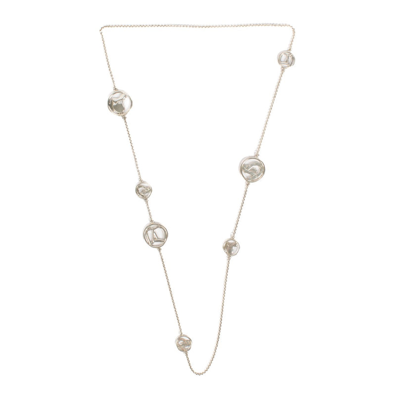 Hermès Sterling Silver Horseshoe Equestrian Belcher Chain Long Necklace