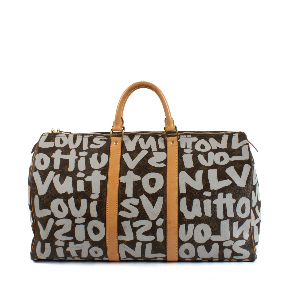 Shop safe online at Labellov in Antwerp, Brussels and Knokke this 100% authentic second hand Louis Vuitton Monogram Grafiti Stephen Sprousse Keepall 50