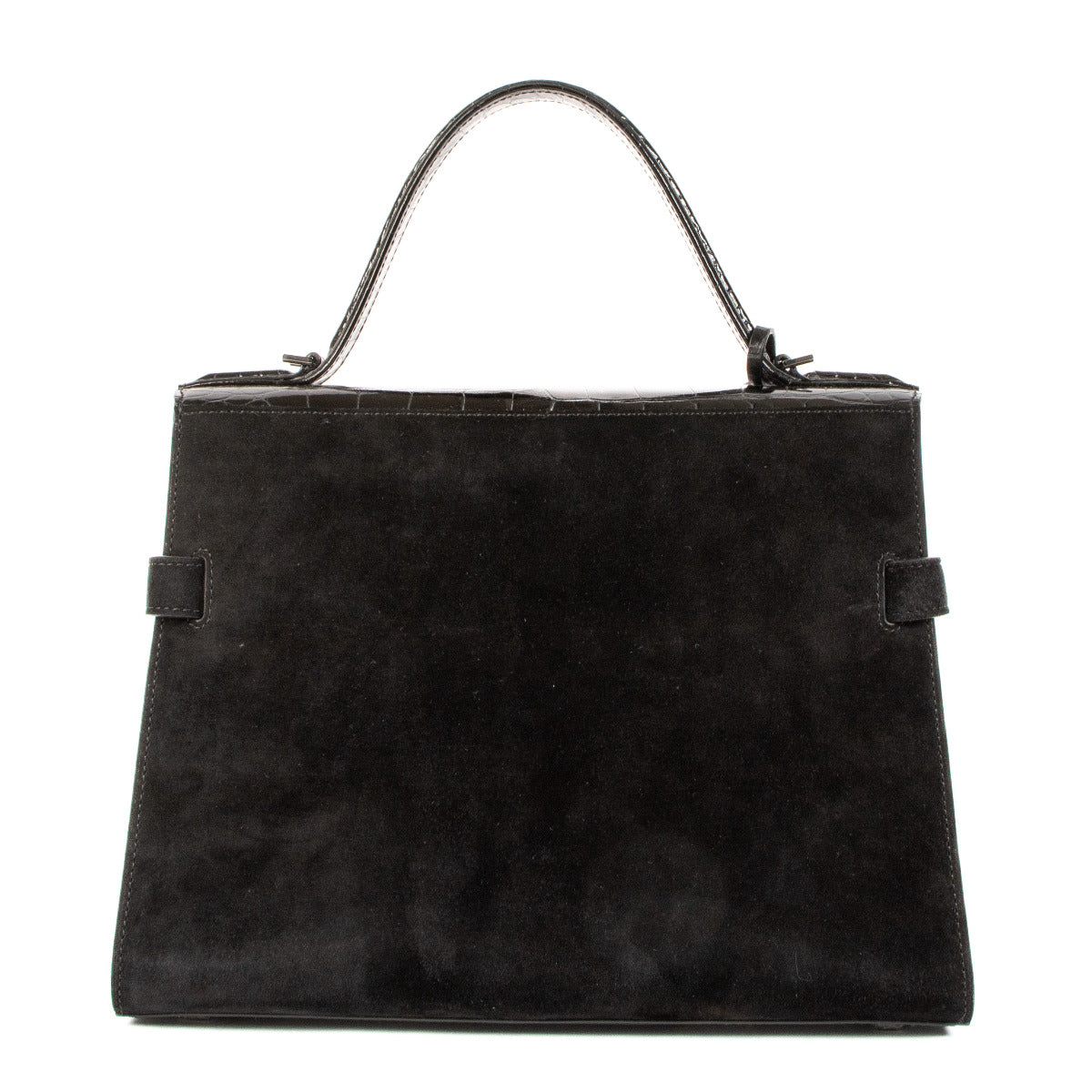 Delvaux Black Calf Velours/Shiny Alligator Tempête MM for the best price at Labellov secondhand luxury in Antwerp, Knokke, Brussel.