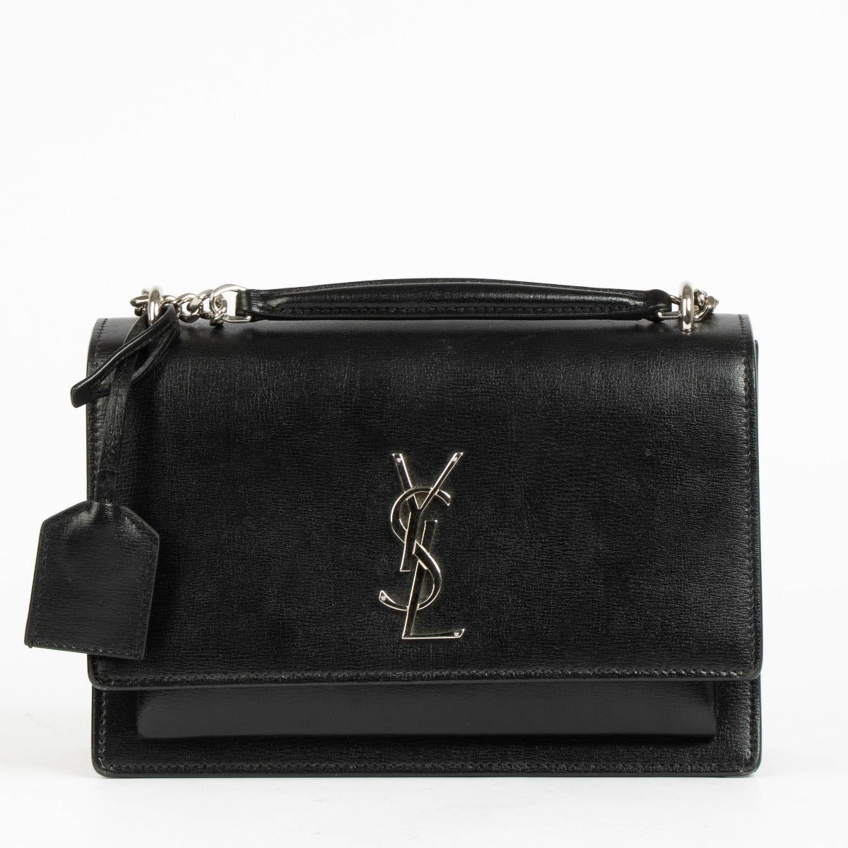 Authentic pre-loved Saint Laurent Black Leather Medium Sunset Bag on Labellov.com
