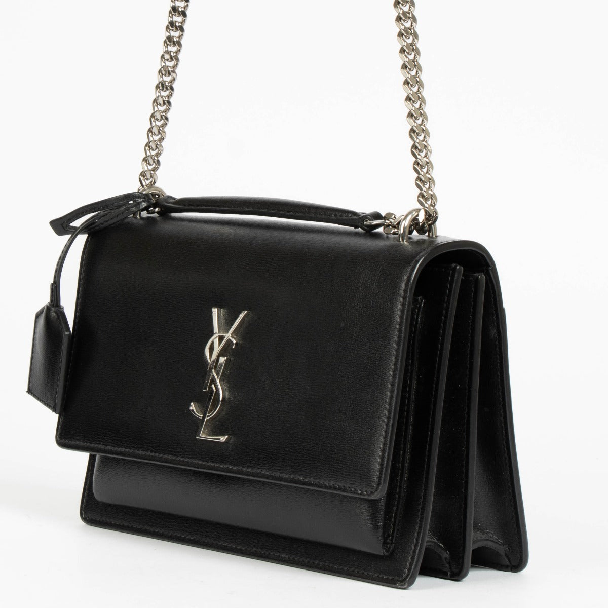 Authentic pre-loved Saint Laurent Black Leather Medium Sunset Bag on Labellov.com