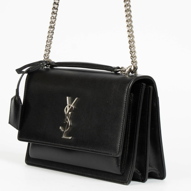 Authentic pre-loved Saint Laurent Black Leather Medium Sunset Bag on Labellov.com
