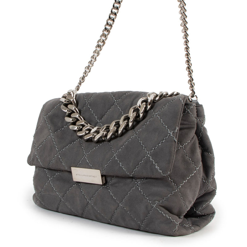 Buy online authentic second hand Stella McCartney Grey Soft Bekcett Quilted Crossbody Bag in very good condition at Labellov in Antwerp