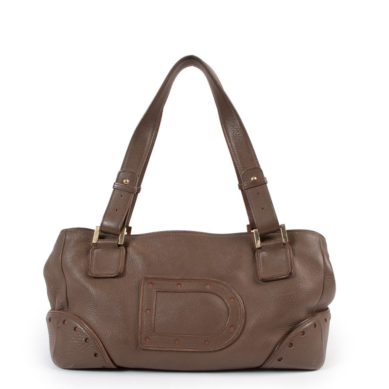 Delvaux Brown Grained Leather Shoulder Bag