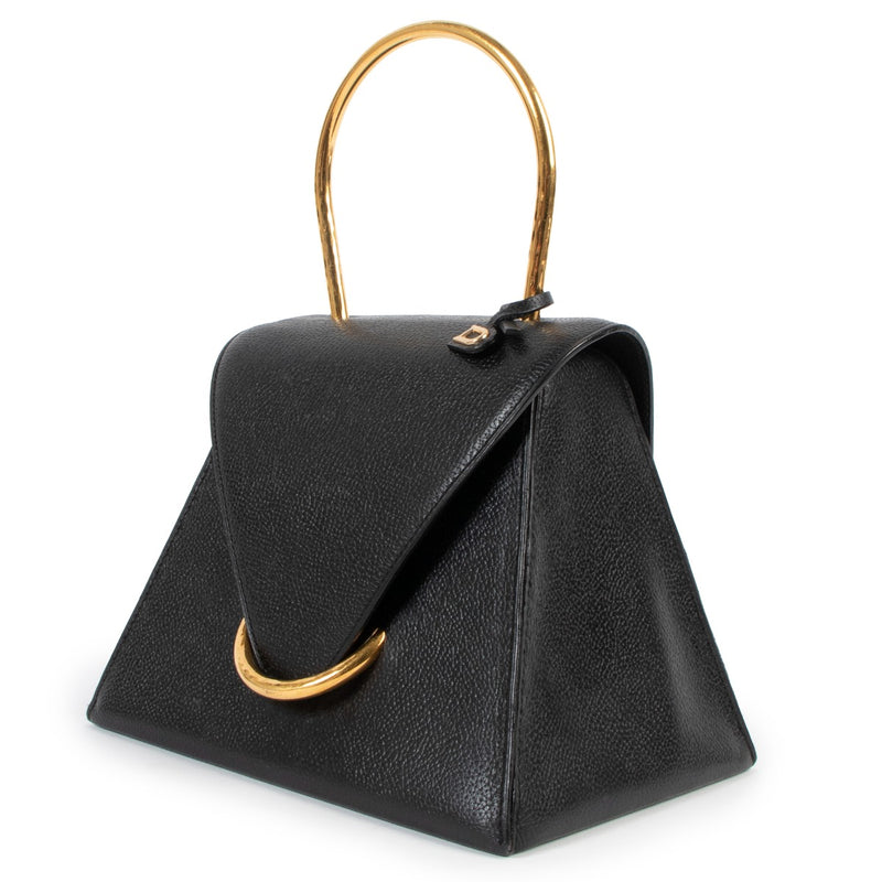 Delvaux Ut Triangle Black Metal Top Handle Bag
