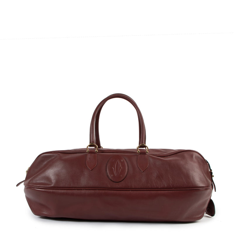 Must de Cartier Burgundy Leather Travel Bag