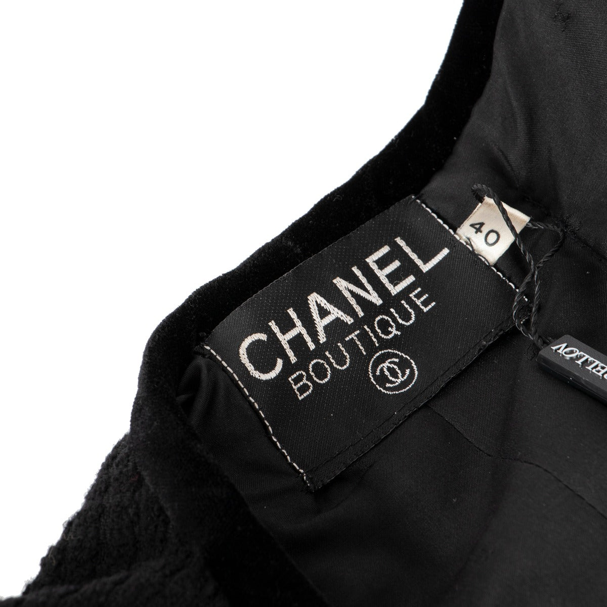 Chanel Black Velvet Trim Tweed Jacket - Size FR40