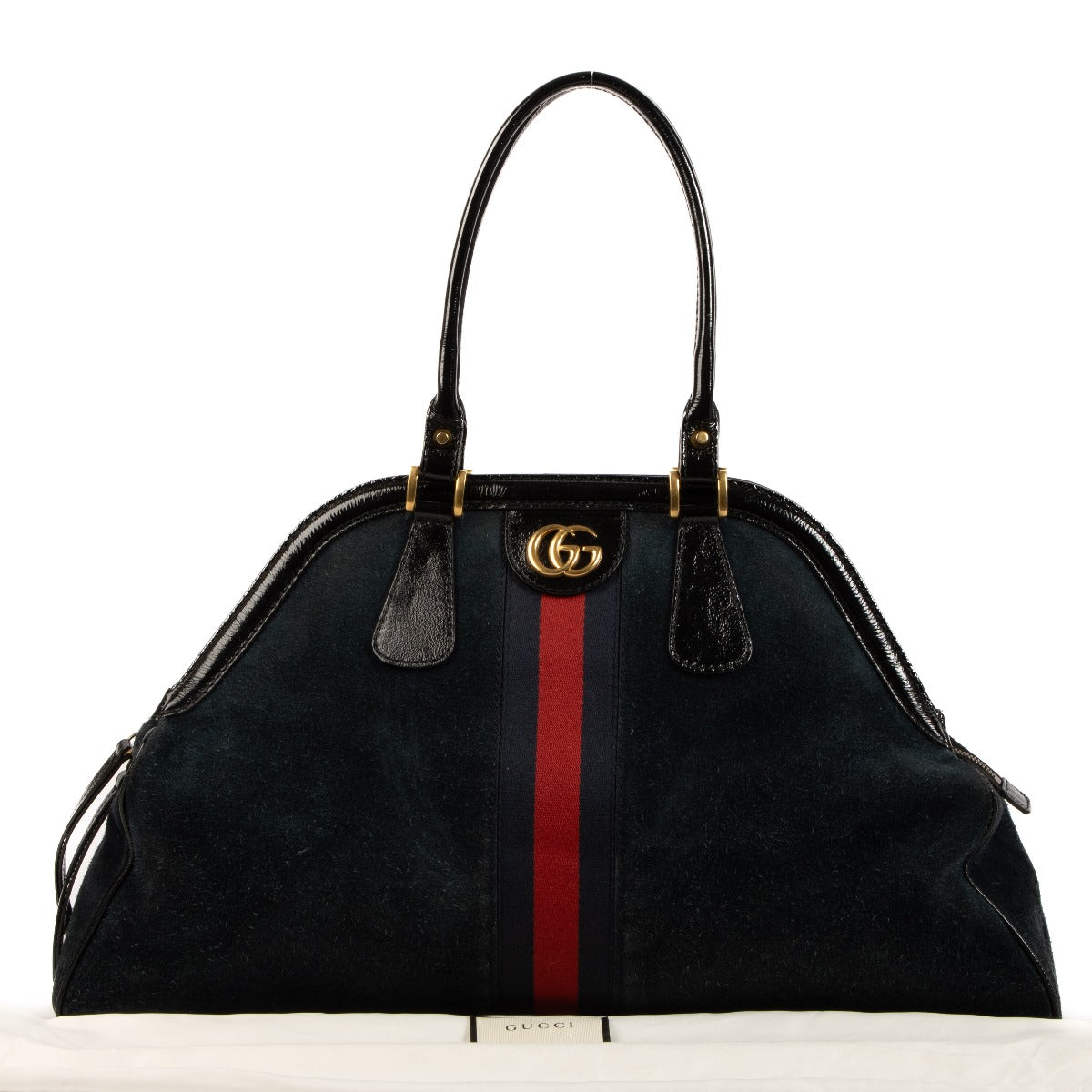 Shop authentic second hand Gucci Blue Suede Large Rebelle Satchel Bag