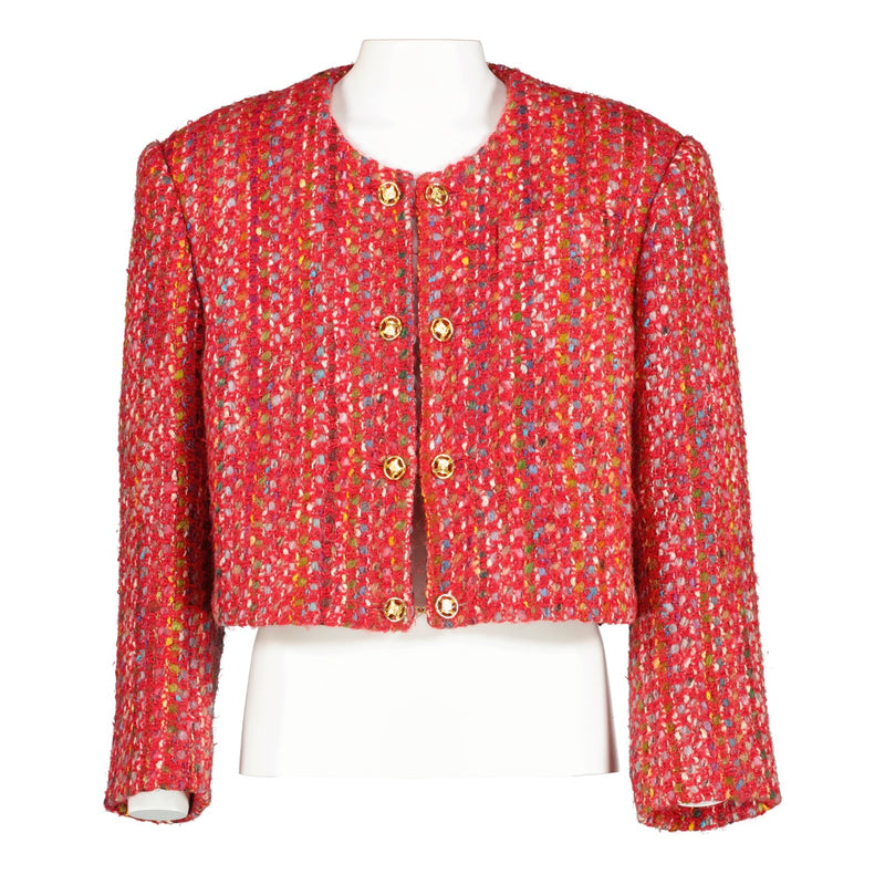 Shop safe online at Labellov in Antwerp this 100% authentic second hand Celine Vintage Red Cropped Tweed Jacket