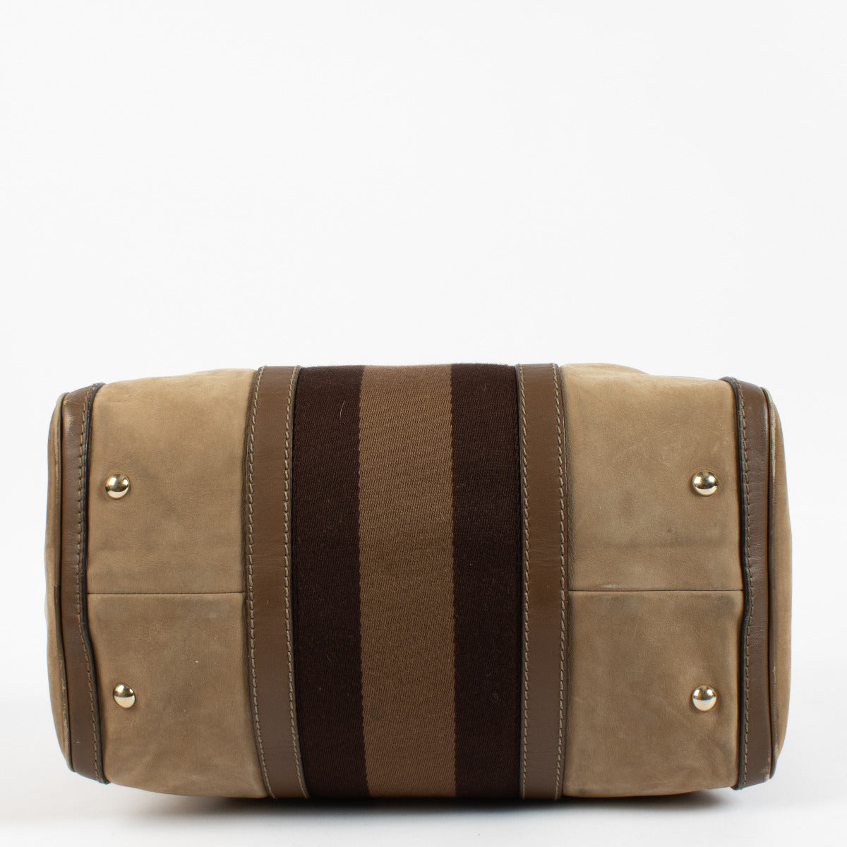 Gucci Brown Nubuck Web Joy Boston Top Handle Bag