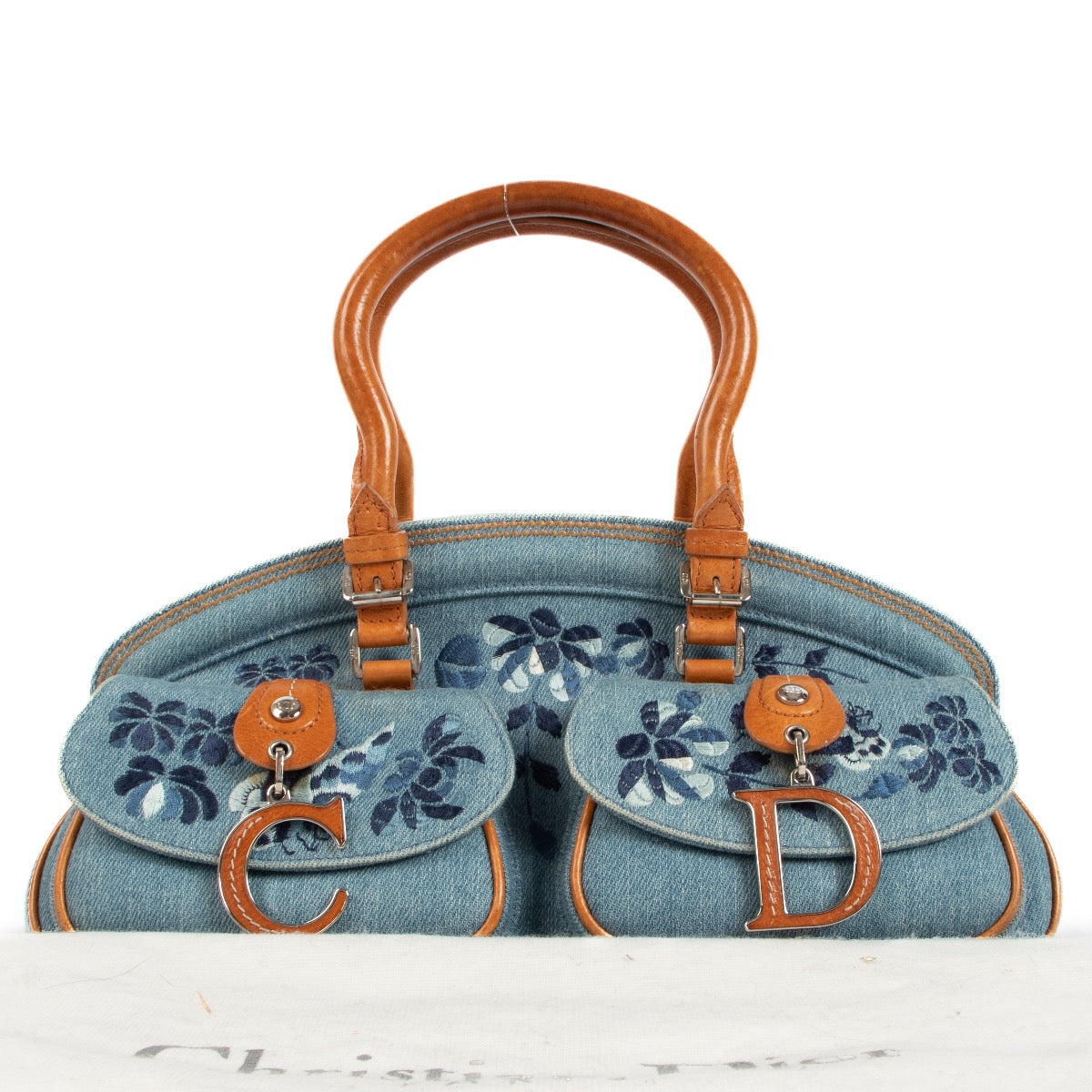 shop 100% authentic second hand Christian Dior Embroidered Denim Frame Bag on Labellov.com