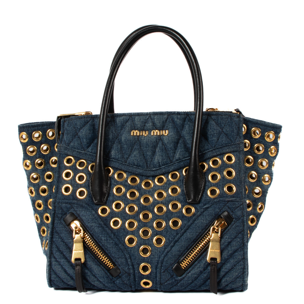 Miu Miu Blue Denim Biker Bag