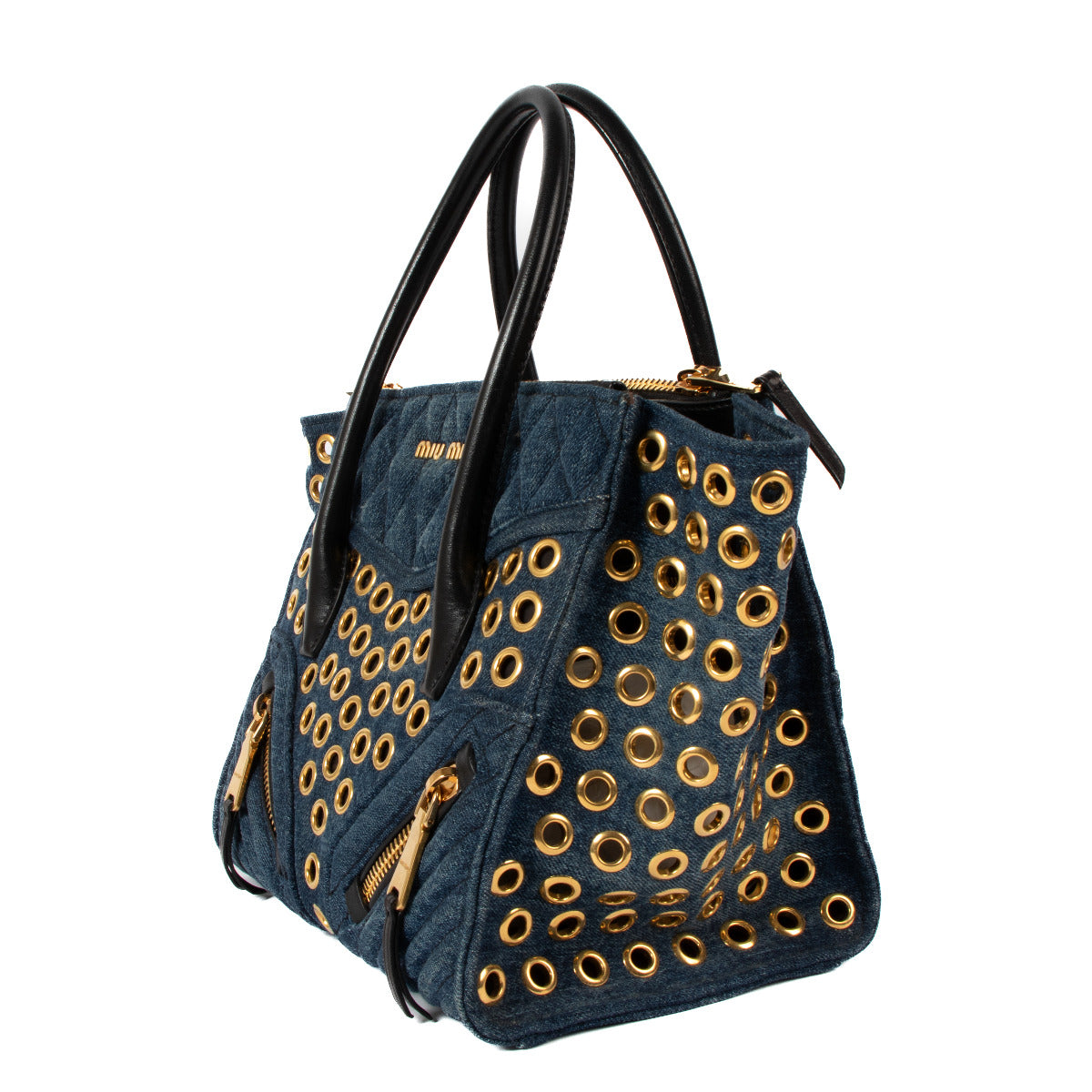 Miu Miu Blue Denim Biker Bag