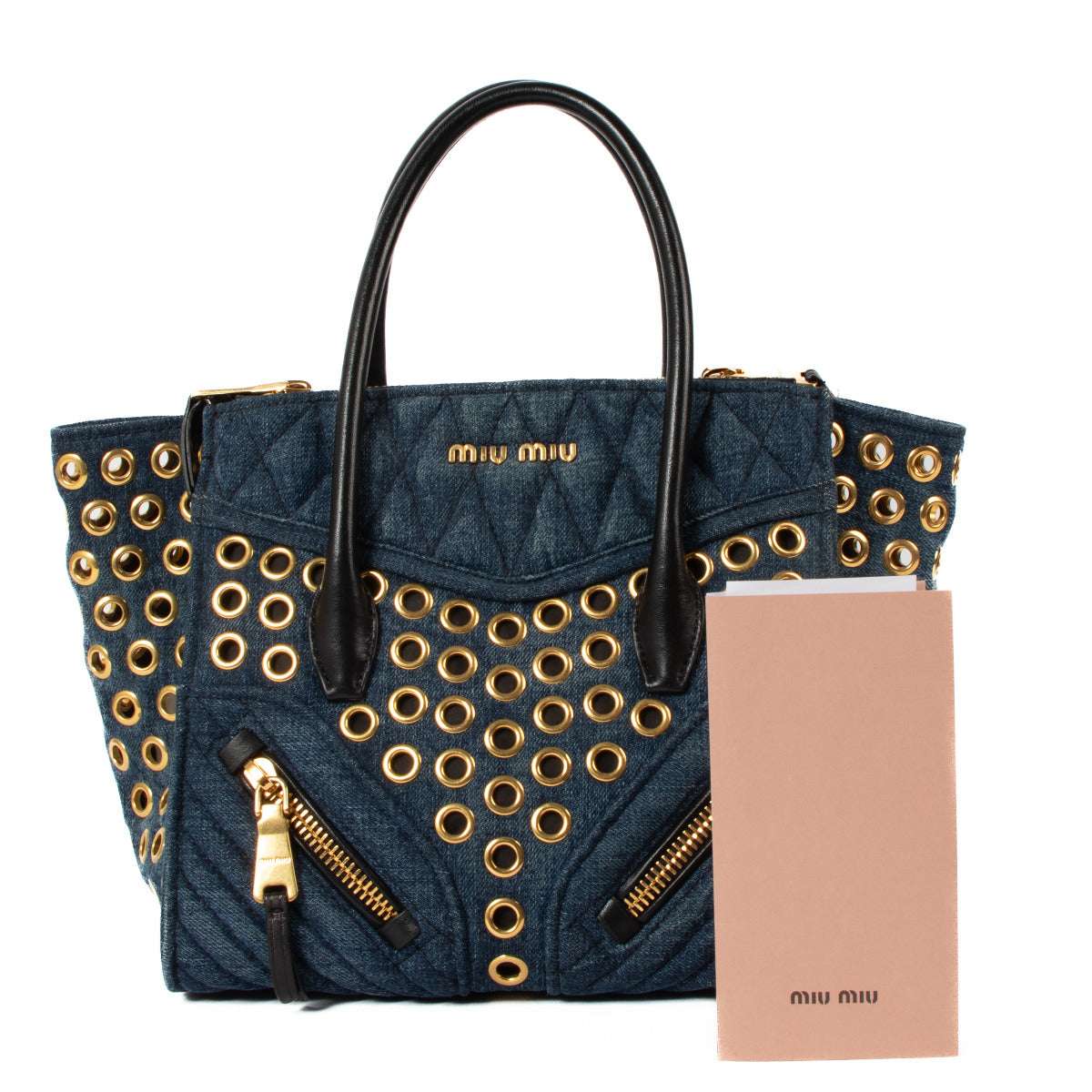 Miu Miu Blue Denim Biker Bag