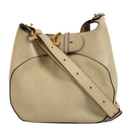 Delvaux beige Souverain shoulder bag with gold hardware, featuring a timeless and sophisticated design. Shop now on Labellov.com.