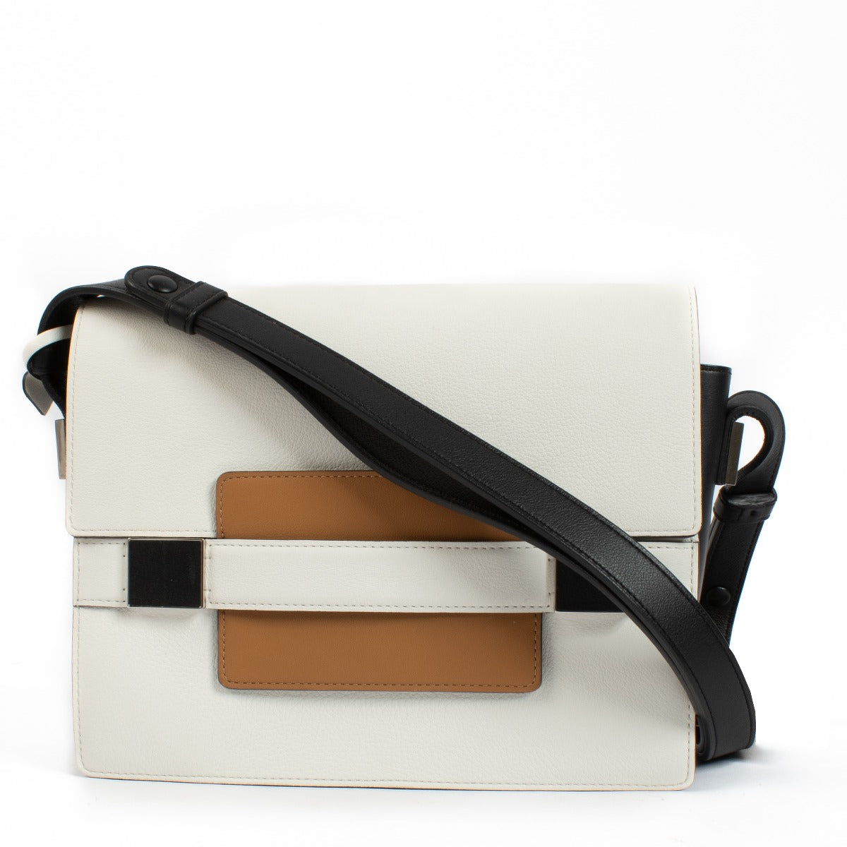 Delvaux Tri-Color Polo Madame PM handbag in leather with gold-tone hardware and a structured silhouette.