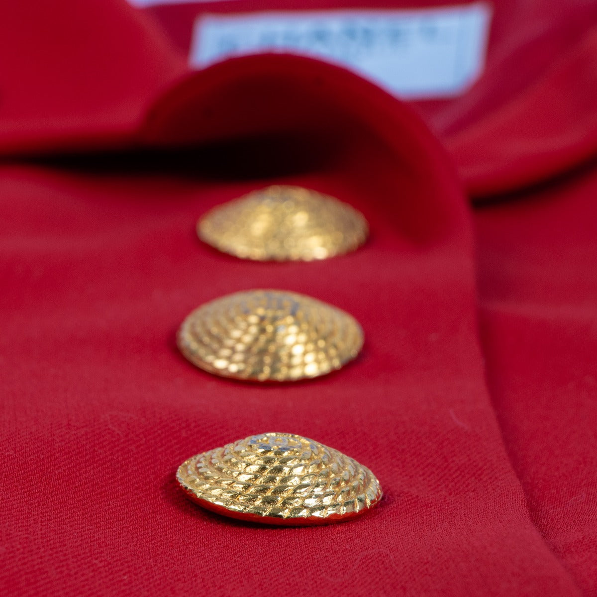 Chanel Herfst/Winter 1992 Gouden Knoop Rode Blazer Jasje