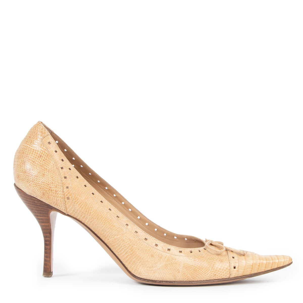 Chanel Beige Vintage Lizard Pumps