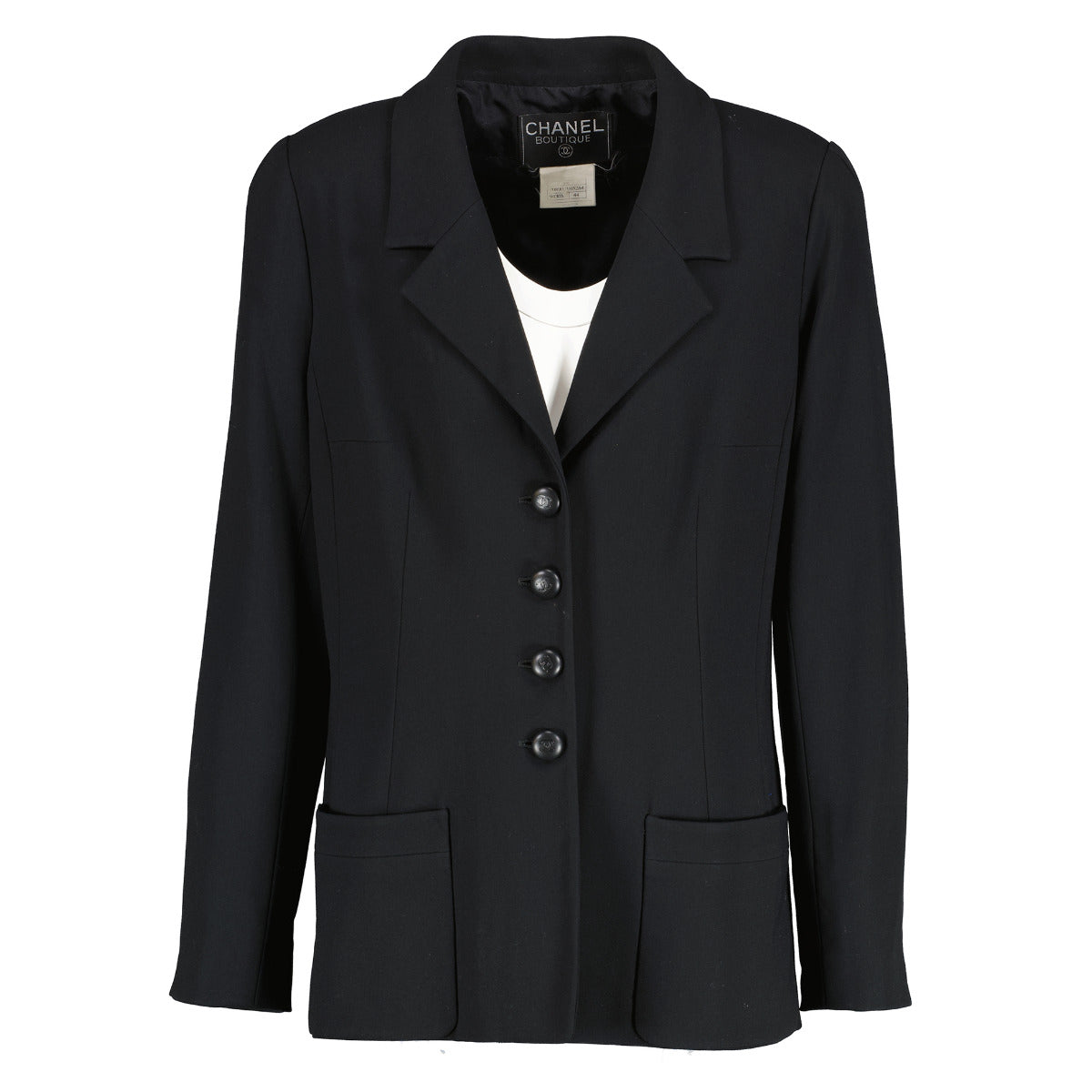 Chanel 97C Black Classic Tailored Blazer Jacket