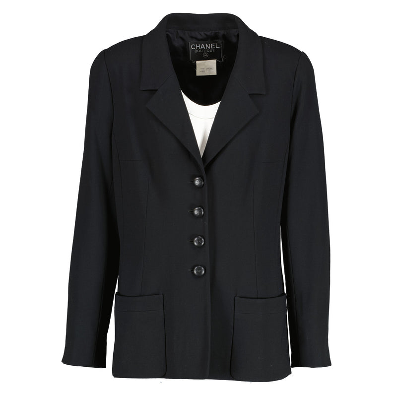 Chanel 97C Black Classic Tailored Blazer Jacket