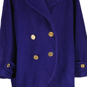 Chanel Vintage Golden Button Cobalt Blue Oversized Coat