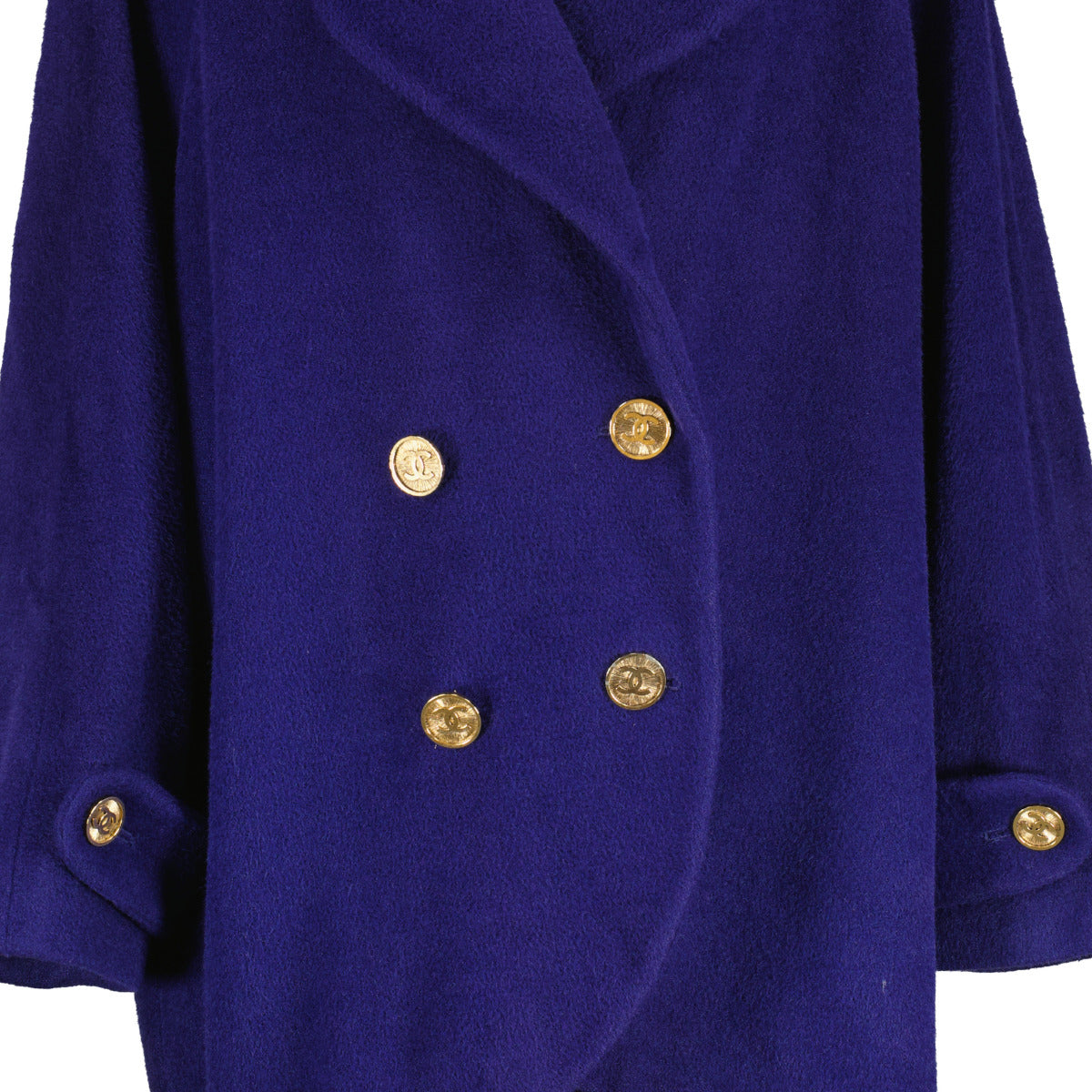Chanel Vintage Golden Button Cobalt Blue Oversized Coat
