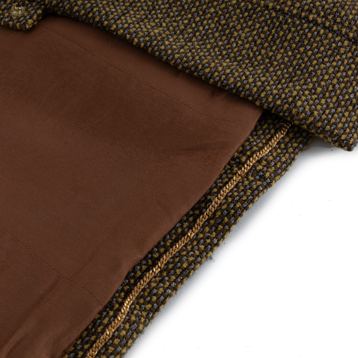 Chanel Herfst 1996 Kaki Tweed Jasje - Maat FR44