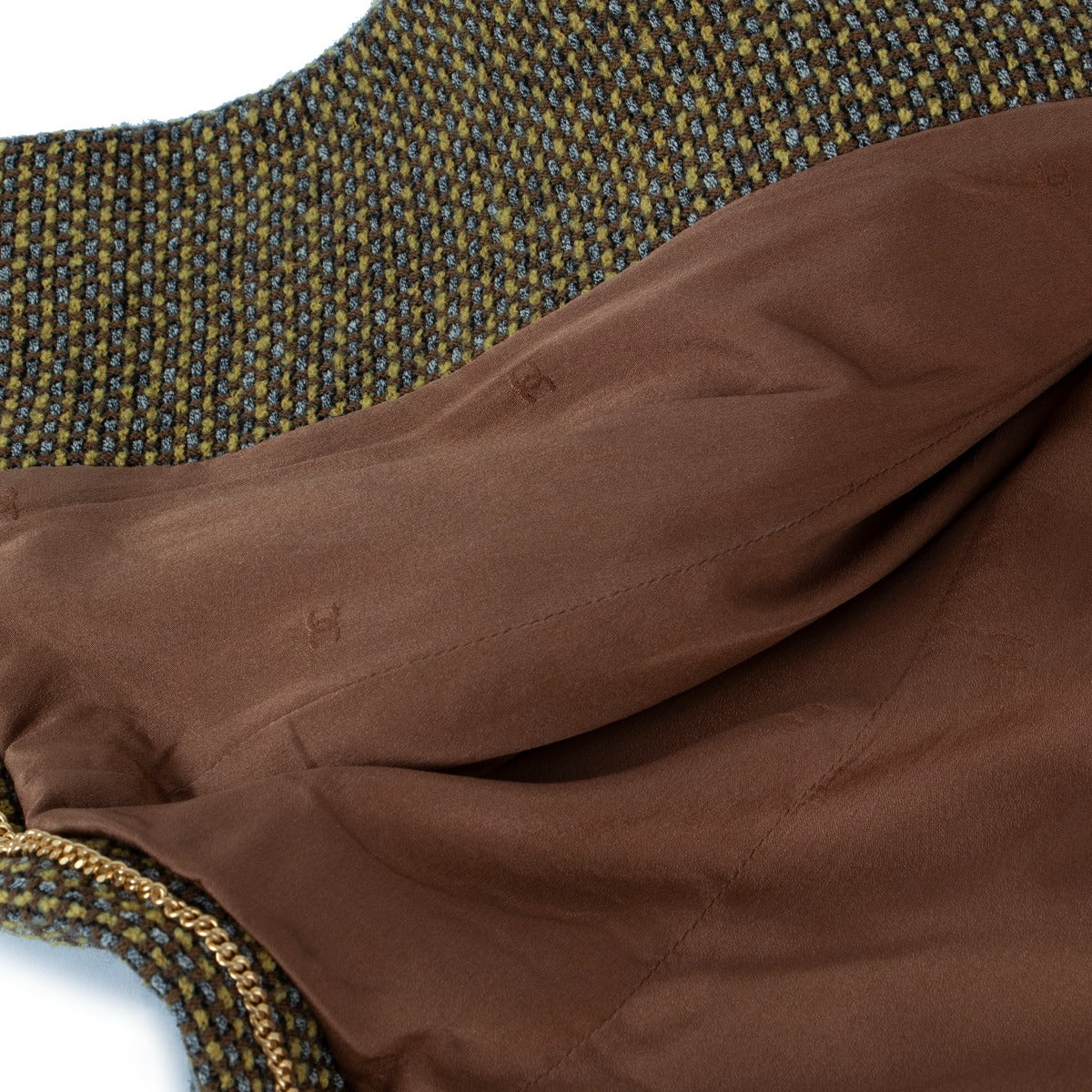 Chanel Herfst 1996 Kaki Tweed Jasje - Maat FR44