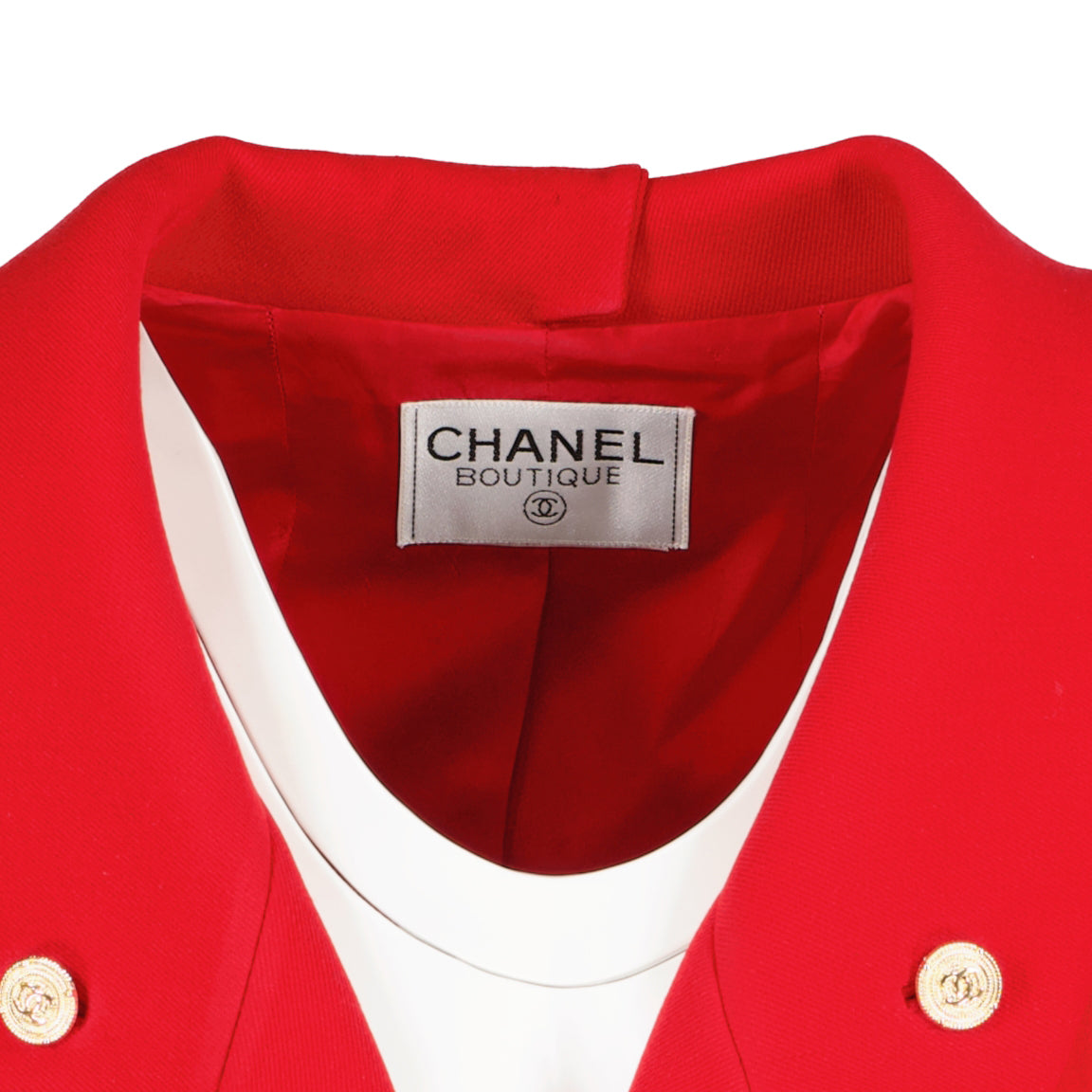Chanel Vintage Golden Button Red Blazer Single Breasted Jacket