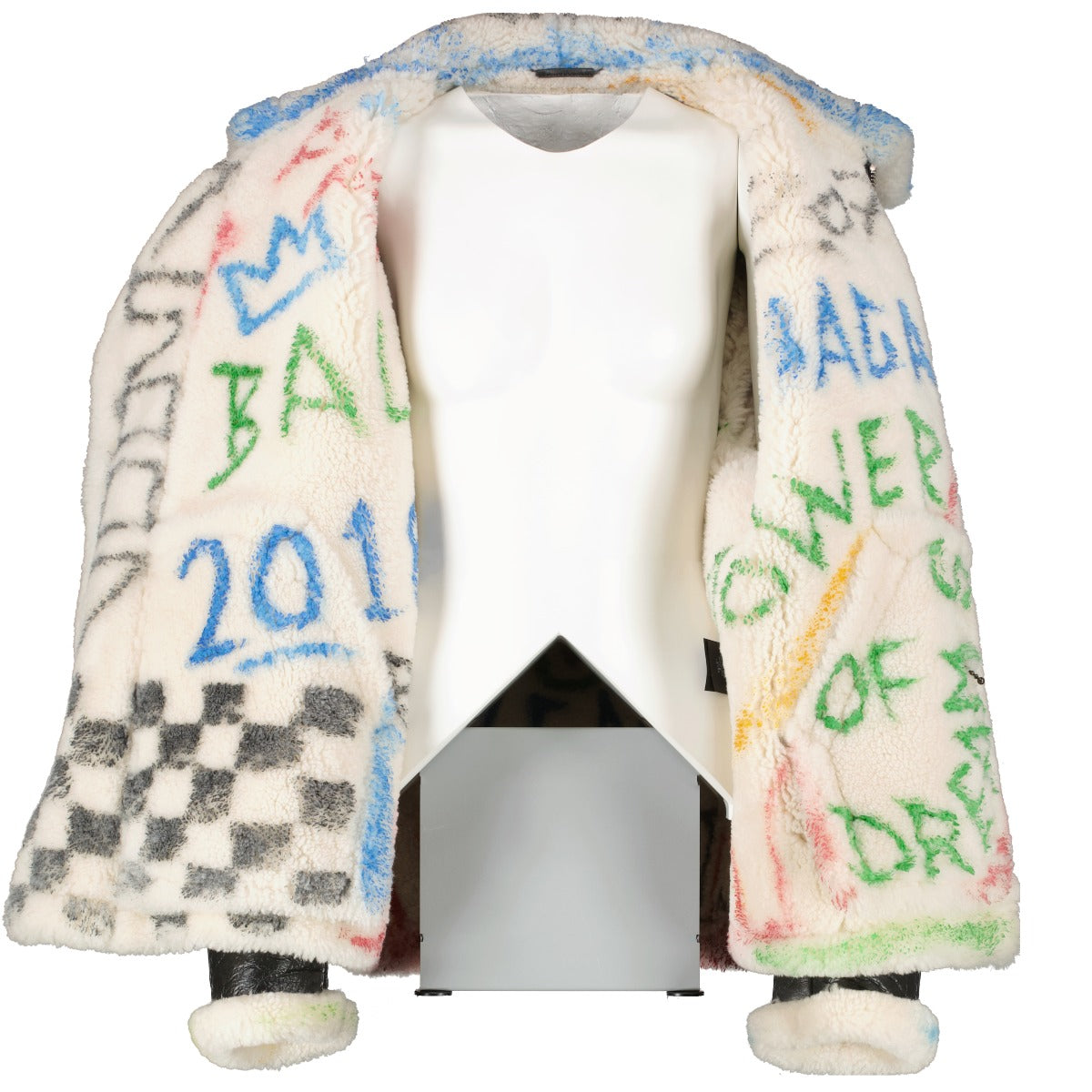 Balenciaga Winter 2018 Graffiti Shearling Coat
