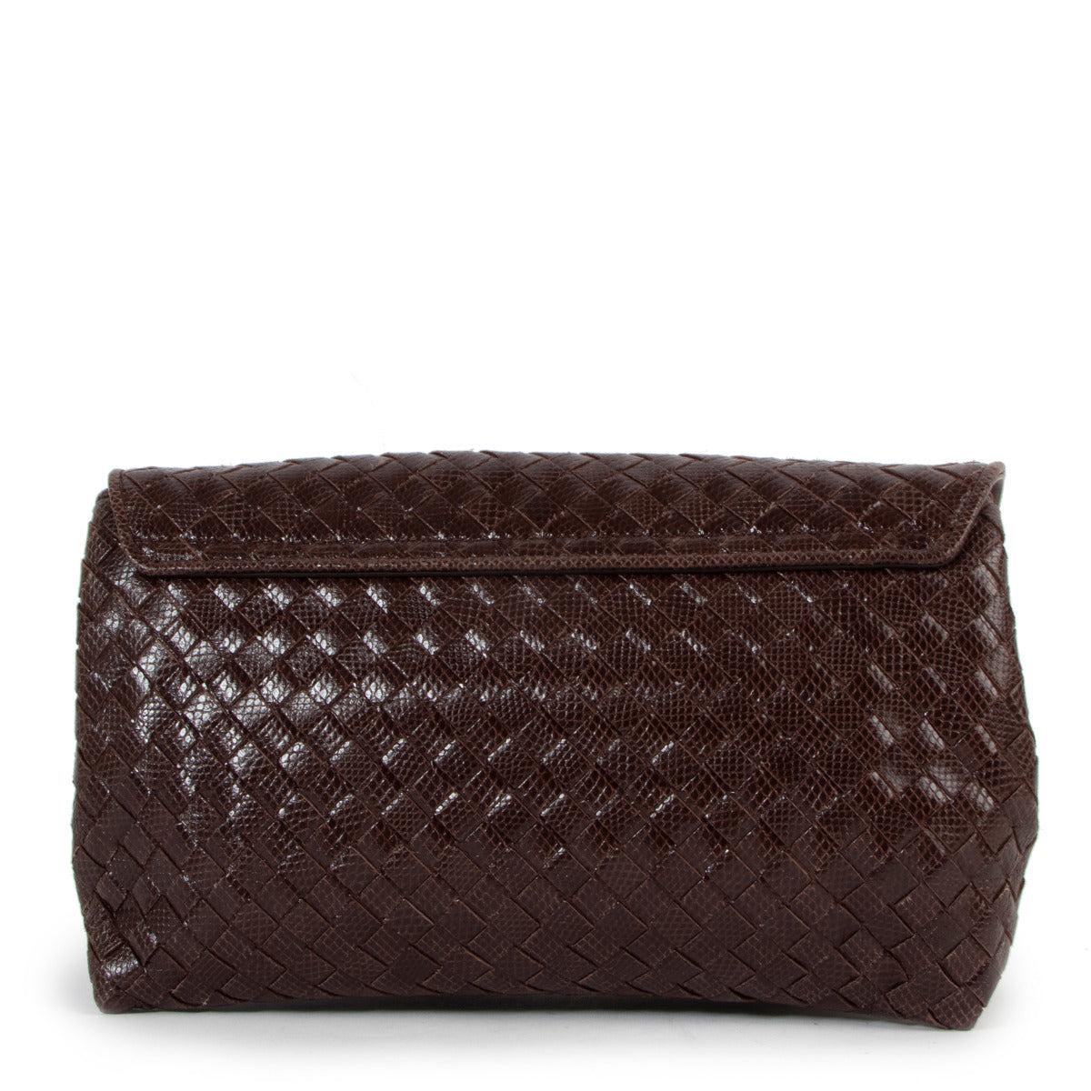 Pochette Bottega Veneta en lézard marron avec Intrecciato