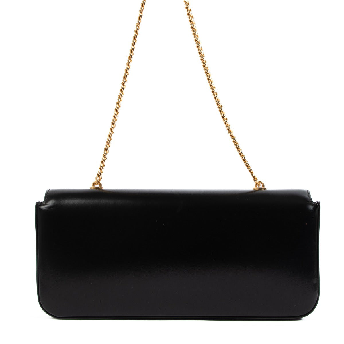 Celine Black Shiny Calfskin Claude Chain Shoulder Bag