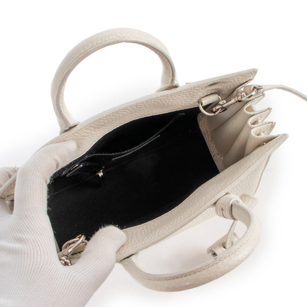 Saint Laurent White Leather Sac de Jour Nano Crossbody Bag
