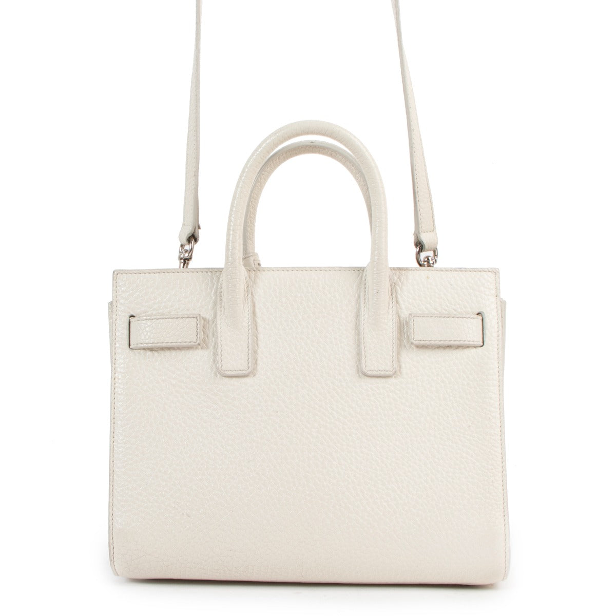 Buy an authentic second hand Saint Laurent White Leather Sac de Jour Nano Crossbody Bag in very good condition at Labellov