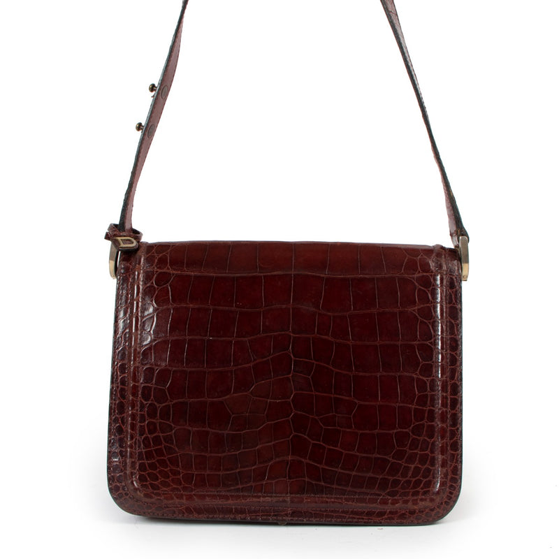Delvaux Burgundy Crocodile Vintage Shoulder Bag