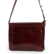 Delvaux Burgundy Crocodile Vintage Shoulder Bag