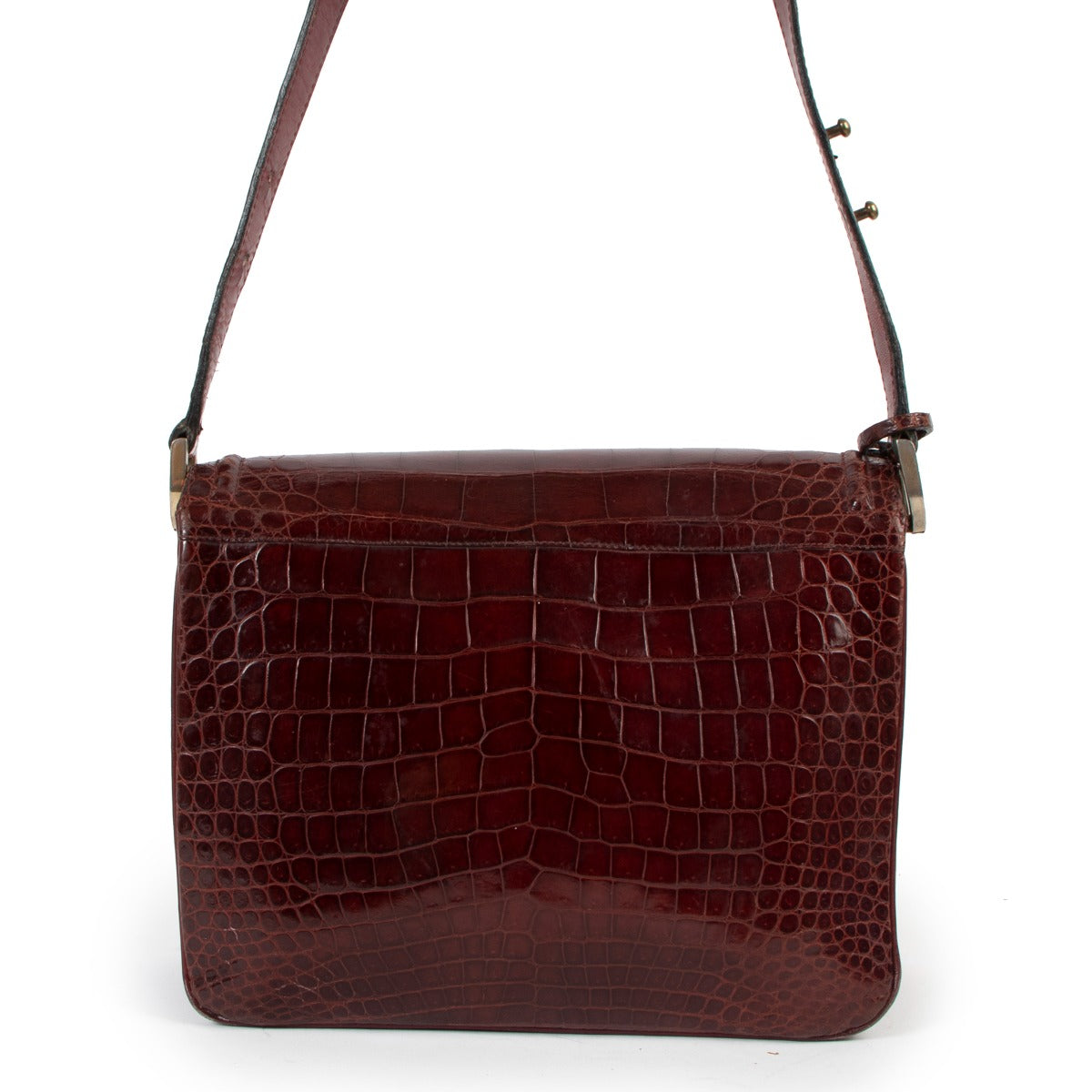 Delvaux Burgundy Crocodile Vintage Shoulder Bag