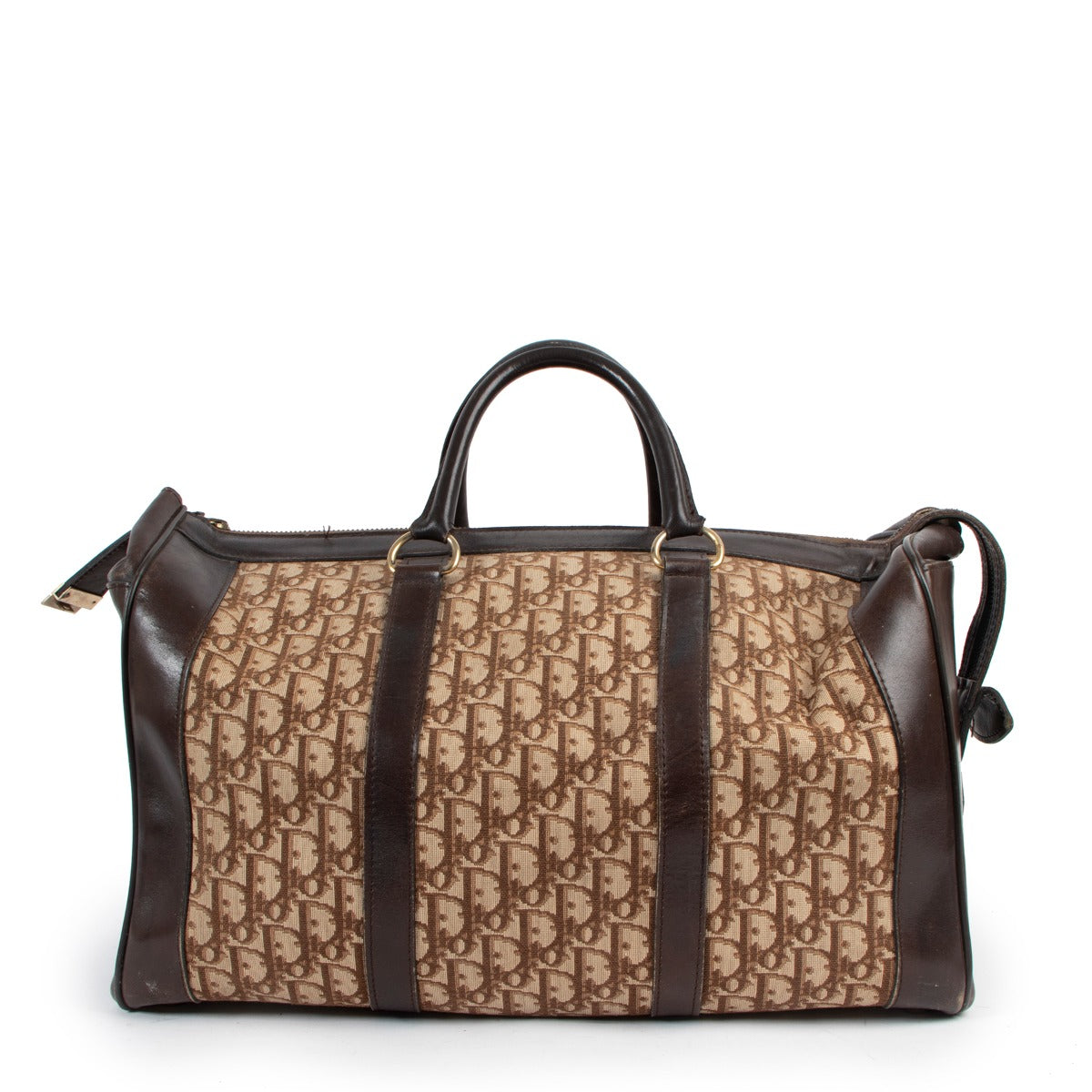 Christian Dior Brown Oblique Vintage Travel Bag
