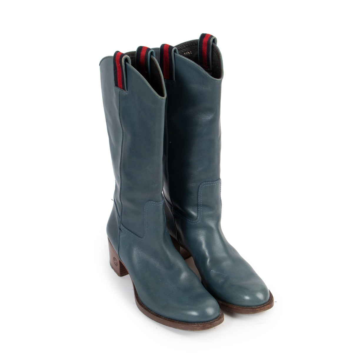 Gucci Petrol Leather Web GG Boots