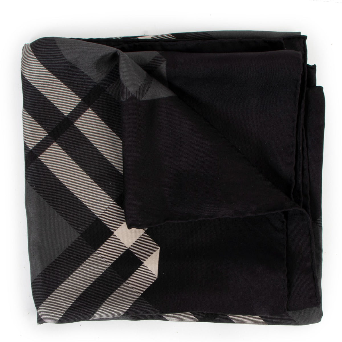Burberry Black Classic Check Silk Scarf