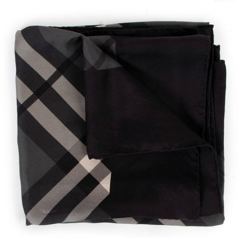Burberry Black Classic Check Silk Scarf