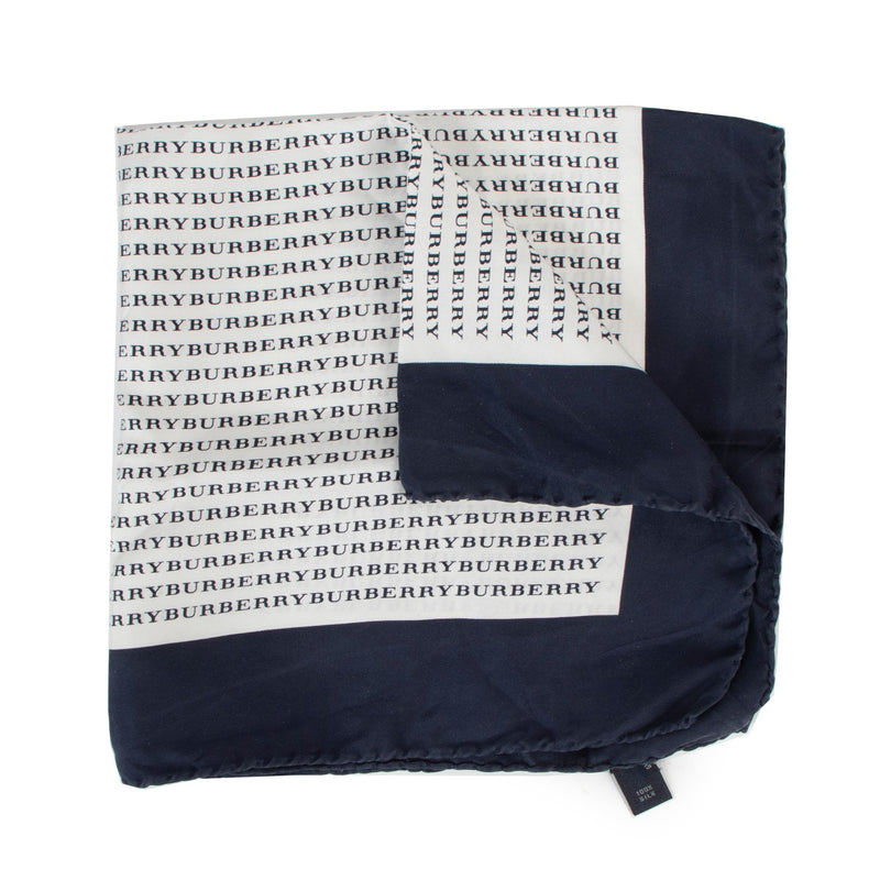 Burberry London Wit/Marineblauw Zijden Carré Sjaal