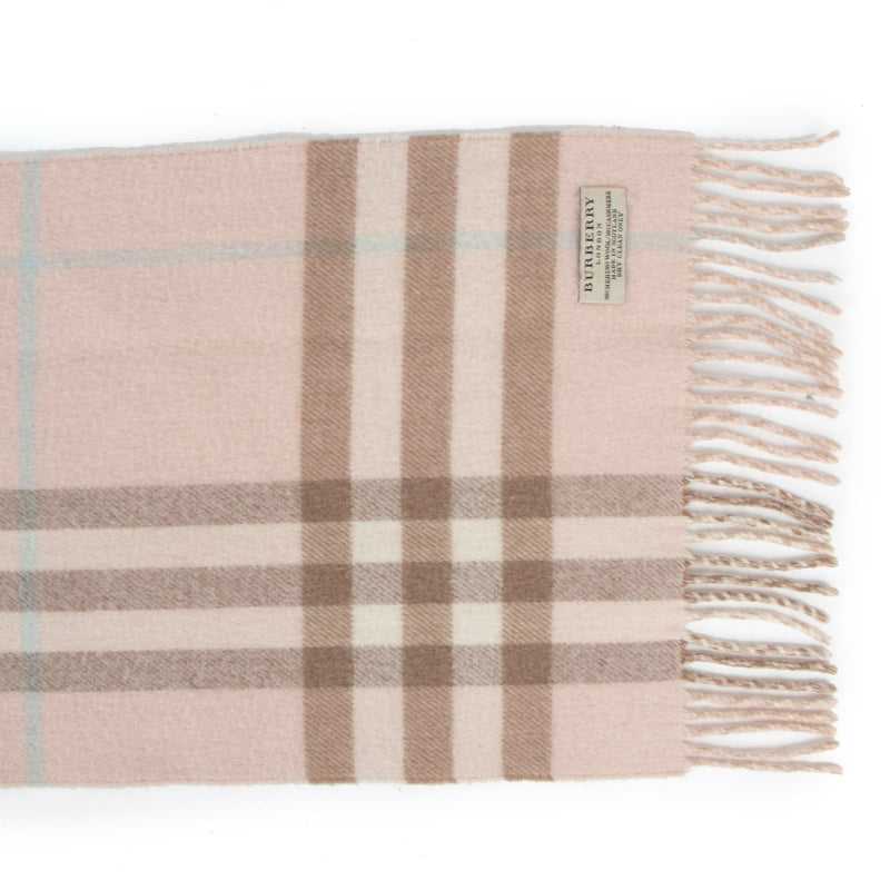 Burberry Pink Check Cashmere Scarf