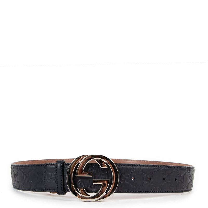 Gucci Navy Signature Leather Belt