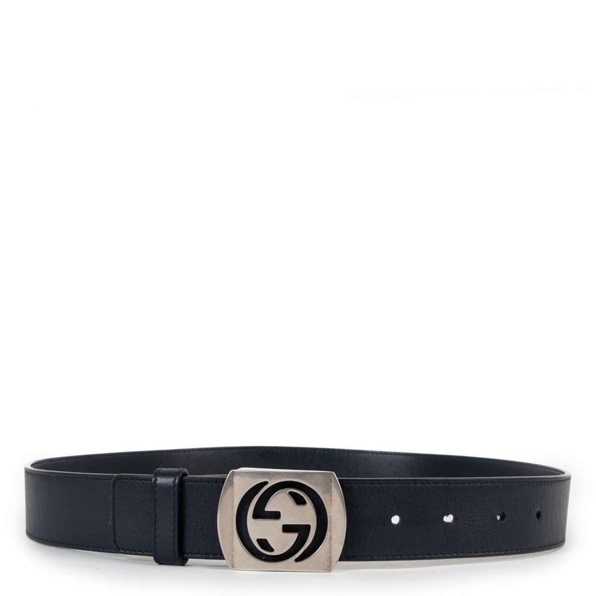 Gucci GG Cut-out Blue Leather Belt