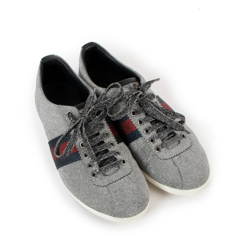 Gucci Glitter Web Studded Sneakers